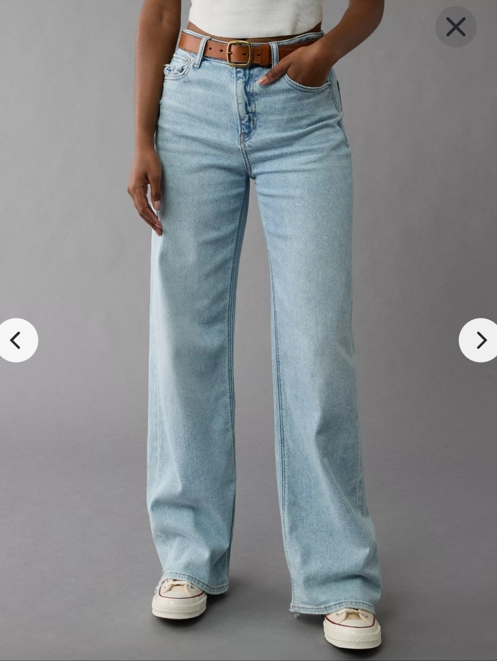 AE Dreamy Drape Stretch Super High-Waisted Baggy Wide-Leg Jean Size 10S